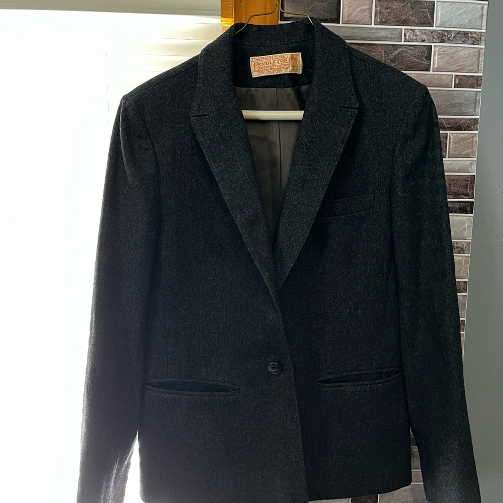 Pendleton Classic Wool Dark Grey Blazer, Excellent Condition, W-Small